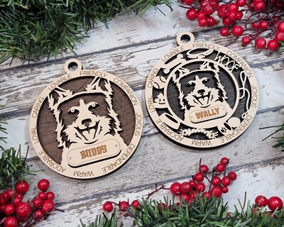 Personalized Wooden Border Collie Ears Up Ornament - image3